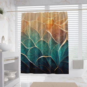 Wave Shower Curtain, 100% Waterproof, Art Style Bathroom Decor, Housewarming Gift