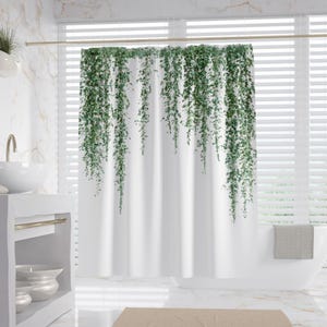 Plant Art Shower Curtain, 100% Waterproof, Art Style Bathroom Decor, Housewarming Gift
