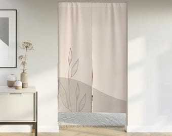 Plant Lines Noren Door Curtain with Velcro/Rod pocket, Japanese Curtain for Kitchen/Bedroom/Wardrobe Window Treatments for Partition