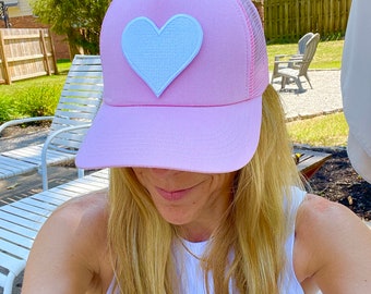 Heart Trucker Hat, Vintage Heart Trucker hat, XL heart trucker hat