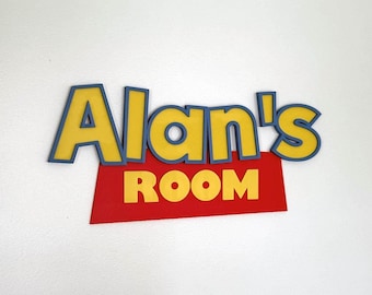 Letrero con nombre para puerta de habitación de juguetes / Letrero personalizado para puerta / Placa con nombre personalizada / Decoración de pared para dormitorio infantil