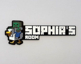 Letrero de puerta de minería, letrero para puerta de sala de juegos, letrero para habitación infantil, letrero de mina, regalo para gamers, letrero de puerta gamer, decoración de pared para habitación infantil, 3D