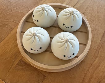 Juego de imanes para nevera Bao Bun con cesta de vapor magnética - Dumplings - Kawaii