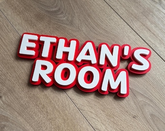 Letrero personalizado con nombre - Letrero para puerta - Cualquier color - Cualquier nombre - Placa con nombre - Letrero personalizado - Letrero para puerta de dormitorio - Incluye tiras adhesivas Command