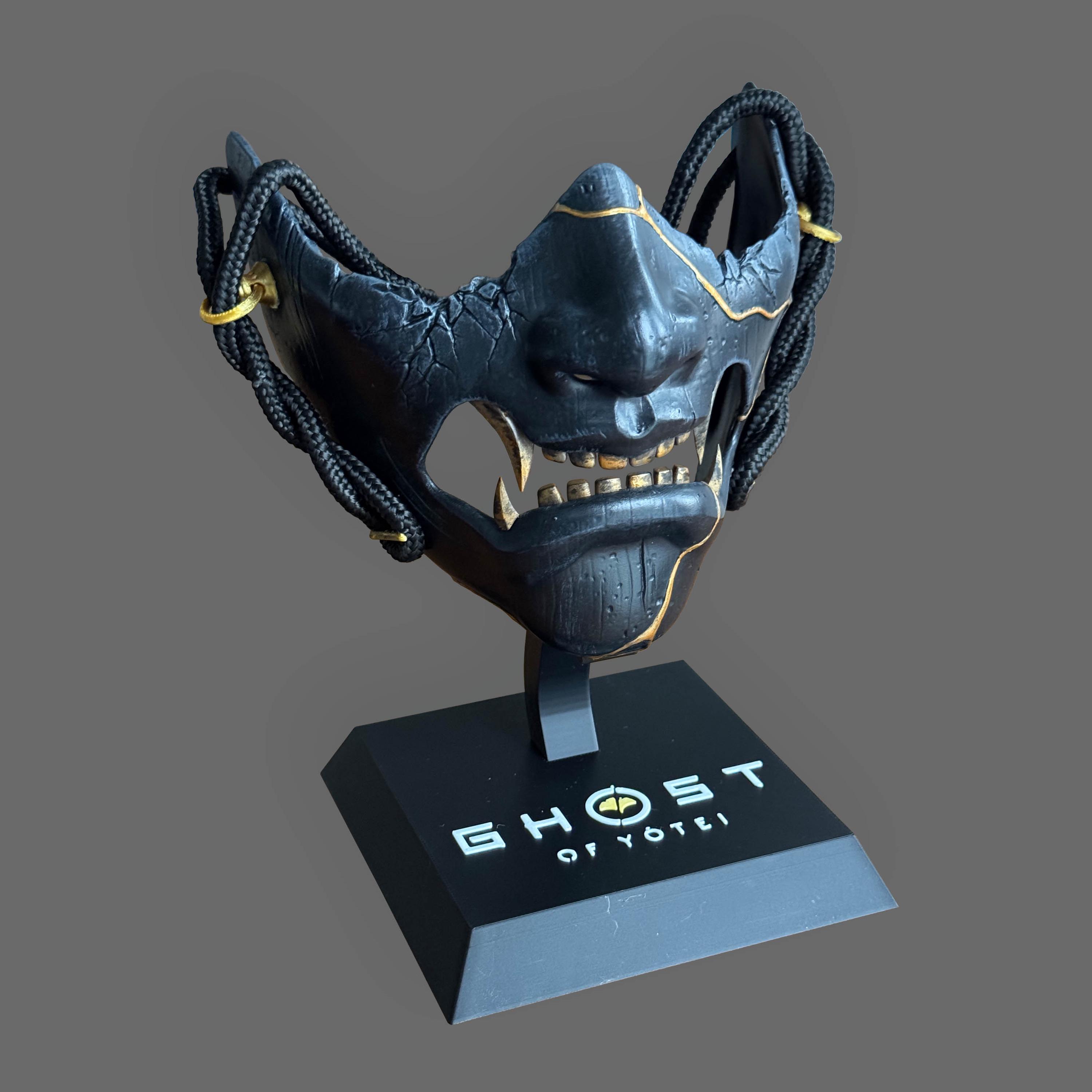 Ghost of Yotei — Black Dye Deluxe Edition Mask With Display Stand