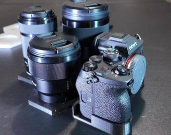 3D Printed Organizer Stand for Sony A7IV & 3 E-Mount Lenses