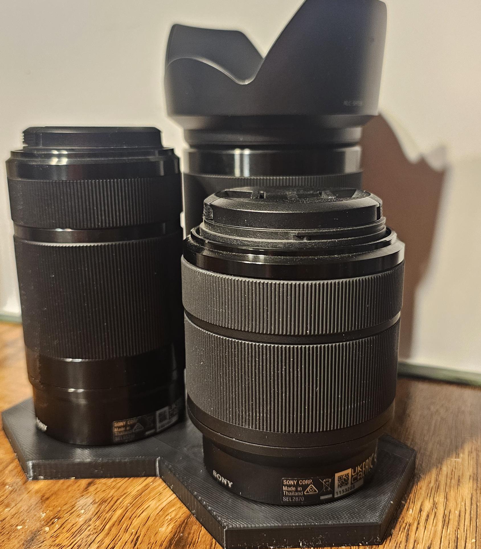 3D-Printed Hexagonal Sony Lens Mount – Triple Lens Holder