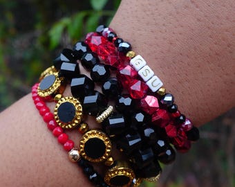 Custom Gameday Bracelet Set |Grambling State University Tigers | Football, Basketball, Baseball | SEC, HBCU, Highschool | Any Team/ Colors