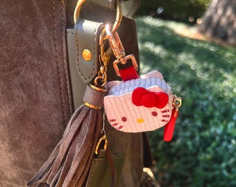 Corduroy Hello Kitty Keychain with Zipper Pouch