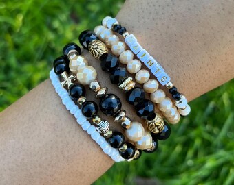 NFL Saints Custom Gameday Beaded Bracelet Set | Football, Basketball, Baseball |SEC, HBCU, Highschool| Any Team/Colors