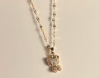 Stainless Steel Gold Hello Kitty Necklace for Women and Girls