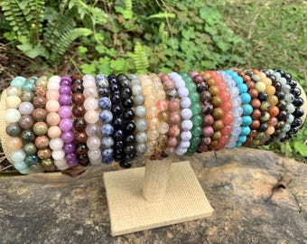 Handmade Natural Crystal Beaded Bracelet, Healing Energy Gemstone Jewelry, Bracelet for Women & Men, Unique Spiritual Gift