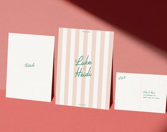 Customized Palm Springs Wedding Invitation Suite Handwritten Modern Destination Pink Green Aesthetic Retro Invite Editable Printable #Jetset