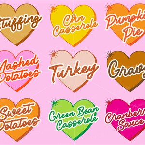 Alimentos de Acción de Gracias SVG PNG Paquete Menú Amante del Corazón Retro Editable Imprimible Gráfico Transparente Descarga Digital Instantánea Gravy Turkey Gravy