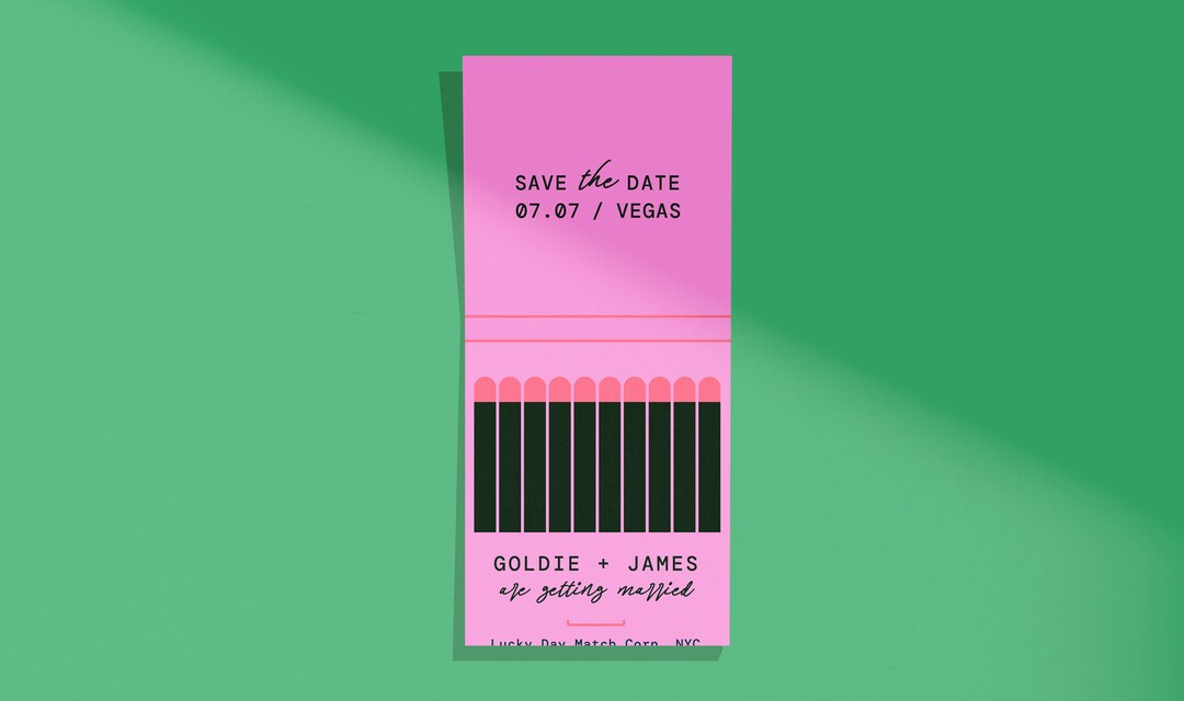Customized Vegas Wedding Save The Date Pink Las Vegas Matchbook Wedding customized-vegas-wedding-save-the-date-pink-las-vegas-matchbook-wedding