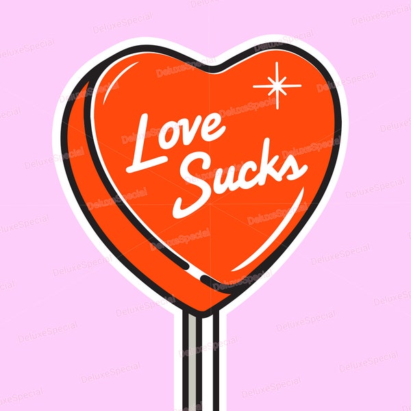 Love Sucks SVG Anti-Valentine Club SVG Cut Files Cricut Silhouette Y2K Retro Sticker png Heart Lollipop SVG Funny Valentine svg Sucker svg