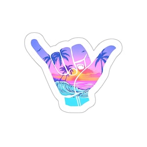 Shaka Candy Tropical Vibe Stickers, Shaka Hand Symbol, Beach Decor, Surfing Gifts, Summer Party, Laptop and Water Bottle Stickers