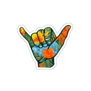 Aloha Shaka Stickers - Hawaiian Vibes Decals, Tropical Surfboard Decor, Beach Lover Gift, Laptop Accessories, Car Bumper Sticker