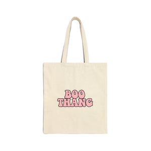 Boo Thang Cotton Canvas Tote Bag, Cute Tote for Girls, Eco-Friendly Shopping Bag, Daily Use, Gift for Friends