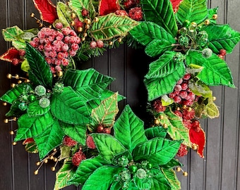Winter Poinsettias and Berries