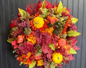 Fall Flowers and Pumpkins