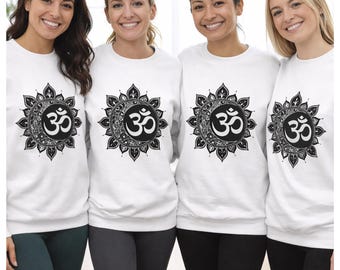 Om Mandala Sweatshirt | Spirituele Yoga Hoodie | Boho Bloemenprint | Mindfulness Kleding voor Dames | Meditatie Cadeau