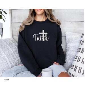 Embroidered Faith Sweatshirt, Christian Gift, Cozy Unisex Jumper, Inspirational Top, Loving Clothing, Soft Crewneck Pullover