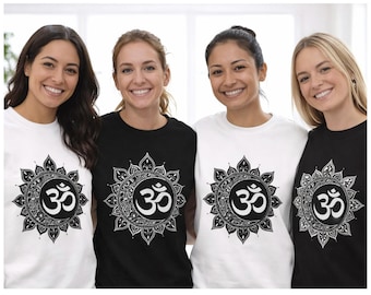 Om Mandala T-shirt | Spiritueel Yoga T-shirt | Boho Bloemenprint | Mindfulness Kleding voor Dames | Meditatiecadeau