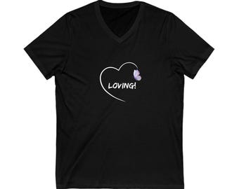Unisex Jersey Korte Mouw V-hals Tee Liefdevolle vrouwen
