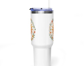 Rode Mandala Tumbler 1,2 liter met handvat | Spirituele Yoga Reisbeker | Geïsoleerde Roestvrijstalen Beker | Warm en Koud | Cadeau voor Haar