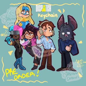 ¡LLAVEROS DISPATCH del Equipo Z! Llaveros de videojuego con dije acrílico de 2'5"