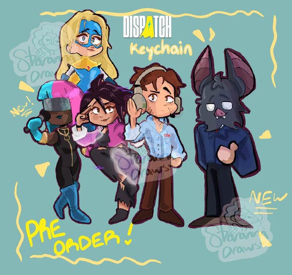 DISPATCH Z-team KEYCHAINS !! video game keychains 2’5 acrylic charm