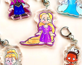 プリンセス風キーホルダー!! 2.5インチアクリルキーホルダーチャームエポキシキーホルダープリンセス