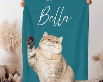 Custom Cat Photo Blanket Personalized Cat Blanket Custom Pet Blanket Cat Lover Gift Personalized Cat Throw Blanket Cozy Gift Idea