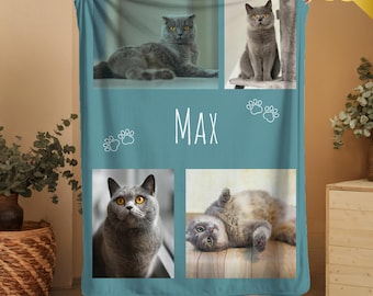 Custom Pet Photo Blanket, Personalized Dog Cat Face Throw, Cat Picture Blanket, cat dad and mom gift, Pet Memorial Keepsake