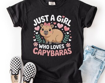 Capybara T-Shirt Kids, Girl Who Loves Capybaras Shirt, Cute Animal Shirt Kids, Capybara Gift for Girls, Kids Animal Lover Tee