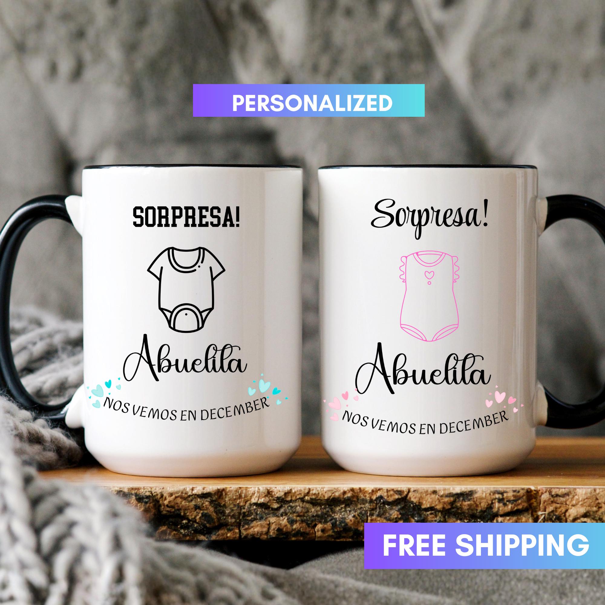 Spanish Abuela Pregnancy Announcement Mug: Surprise Abuelos Nuevo Nieto Gift, anuncio de embarazo regalo sorpresa