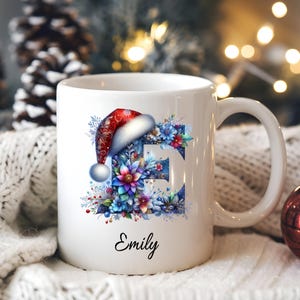 Personalized Christmas Gift Mug with Alphabet Letter Design , Custom Initial Name Mug, Perfect Holiday Gift for Friends and Family, ceramic