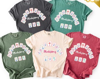 Comfort Colors Mahjong Tile Shirt, Matching Mahjong Gift for Friend, playing Mah jong, mahjong gift ideas