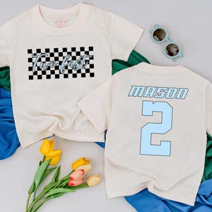 Personalized Two Fast Race Car Shirt, 2nd Birthday Boy Outfit, Racecar Birthday Party Gift, Toddler Boy Shirt, Second Birthday Gift Ideas