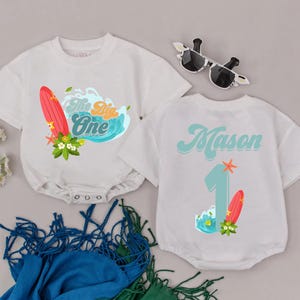 Personalized The Big One Birthday Romper, Surf 1st Birthday Romper, Tropical First Birthday Outfits, Baby Boy Clothes, Summer Birthday Gift