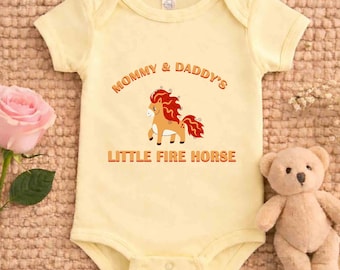 Mommy & Daddy's Little Horse Baby Bodysuit, Year Of The Horse Romper, Newborn Horse Gift, Asian Pregnancy Announcement, Baby Shower Gift