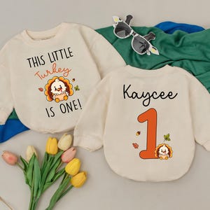 Personalized This Little Turkey Is One Romper, Thanksgiving Turkey Romper, Turkey 1st Birthday Outfit, Baby Shower Gift, Fall Baby Gift