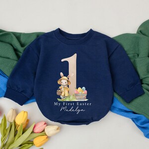 Personalized First Easter Baby Romper, Easter Bunny Romper, Little Bunny Bodysuit, 1st Birthday Girl Outfit, Boy Easter, Baby Shower Gift