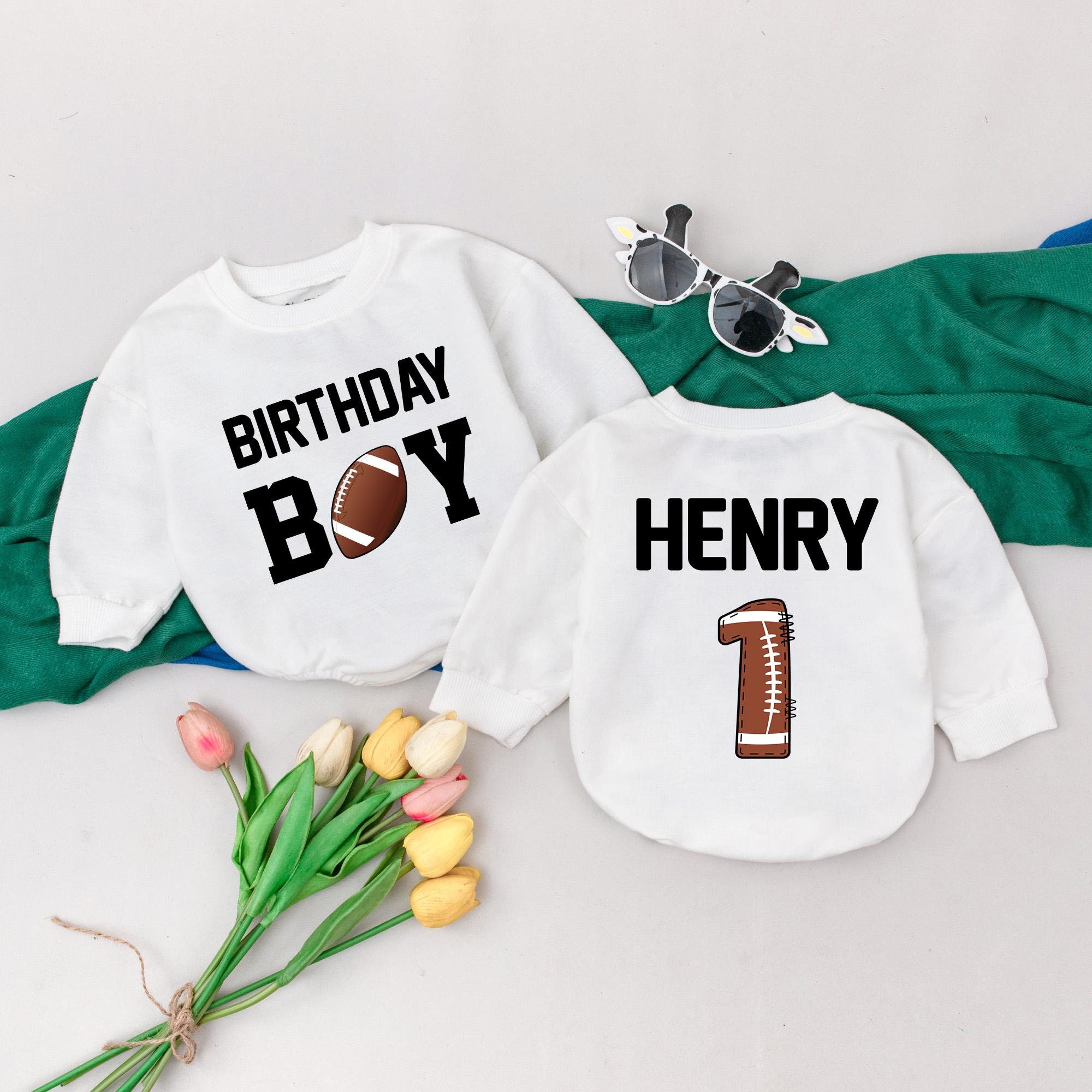 Personalized Birthday Boy Romper,  Football 1st Birthday Outfit, Newborn For Boys, Football Birthday Party, Baby Boy Clothes