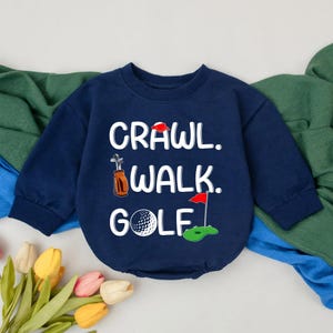 Crawl Walk Golf Romper, Retro Future Golfer Buddy Bodysuit, Father&#39;s Day Gifts, Baby Boys Golf Outfit, Golf Lover Baby, Golf Theme Baby Gift