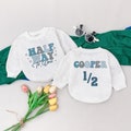 Personalized Half Way To One Romper, Half Birthday Boy Romper, 6 Months Birthday Gift, Birthday Outfit, Newborn For Boys, Baby Shower Gift