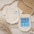 Dad's Best Bud Baby Romper, Retro First Father's Day Baby Outfit, New Born Shower Gift, Dad Son Newborn Bodysuit, Daddy's Bestie Clothes