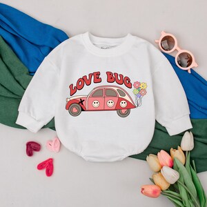 Love Bug Baby Romper, Little Valentine Bodysuit, 1st Valentine&#39;s Day Outfit, Newborn For Baby, Infant Baby, Valentine Bubble Romper Gift