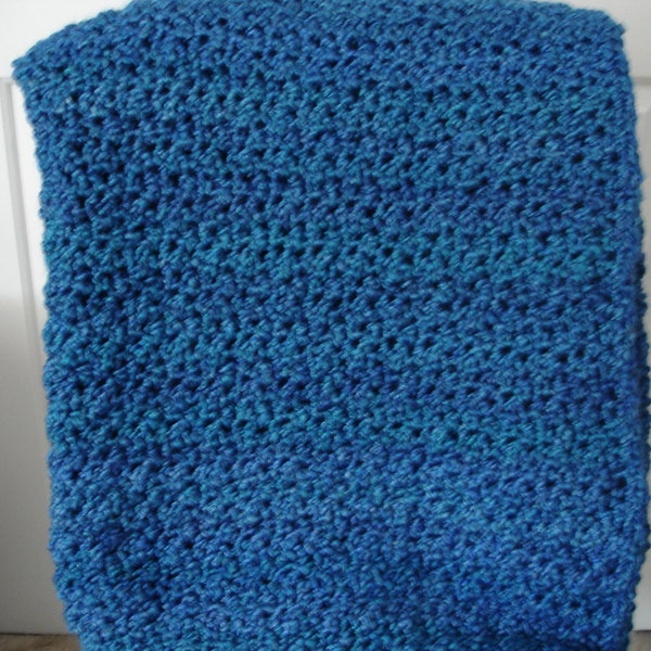 Blue Afghan, Throw Blanket, Sofa Throw, Crocheted Throw, Crocheted Blanket, Housewarming Gift, Hostess Gift